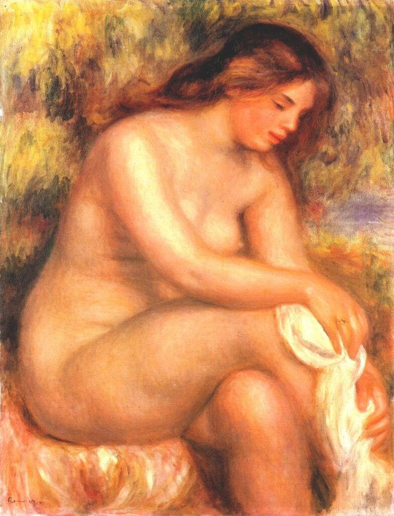 Bather drying her leg by Pierre-Auguste Renoir