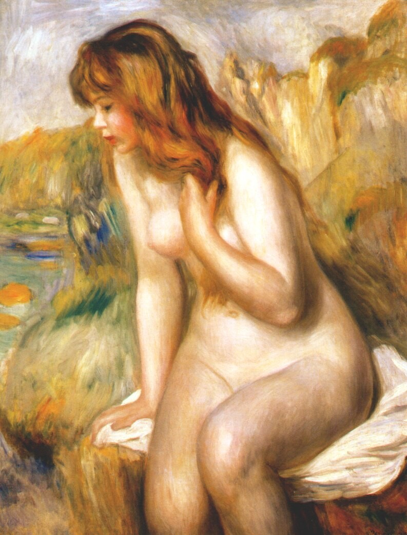 Bather seated on a rock by Pierre-Auguste Renoir
