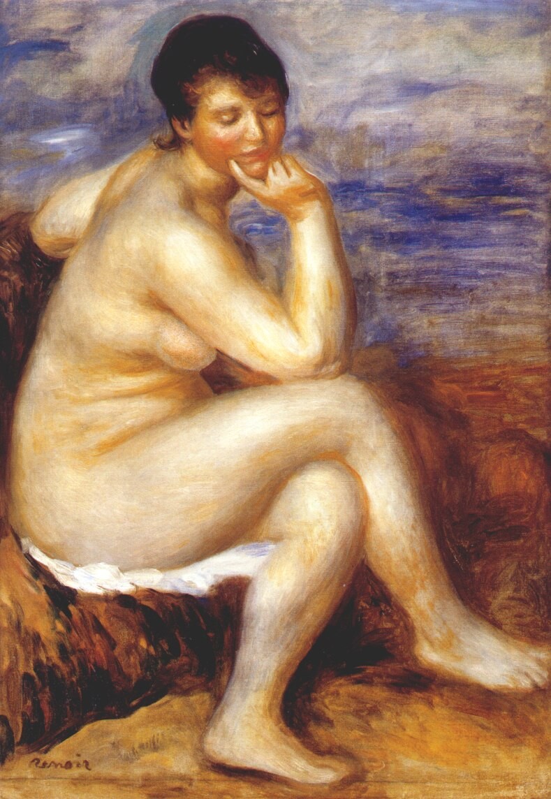 Bather with a rock by Pierre-Auguste Renoir
