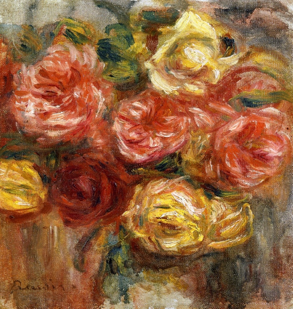 Bouquet of Roses in a Vase by Pierre-Auguste Renoir