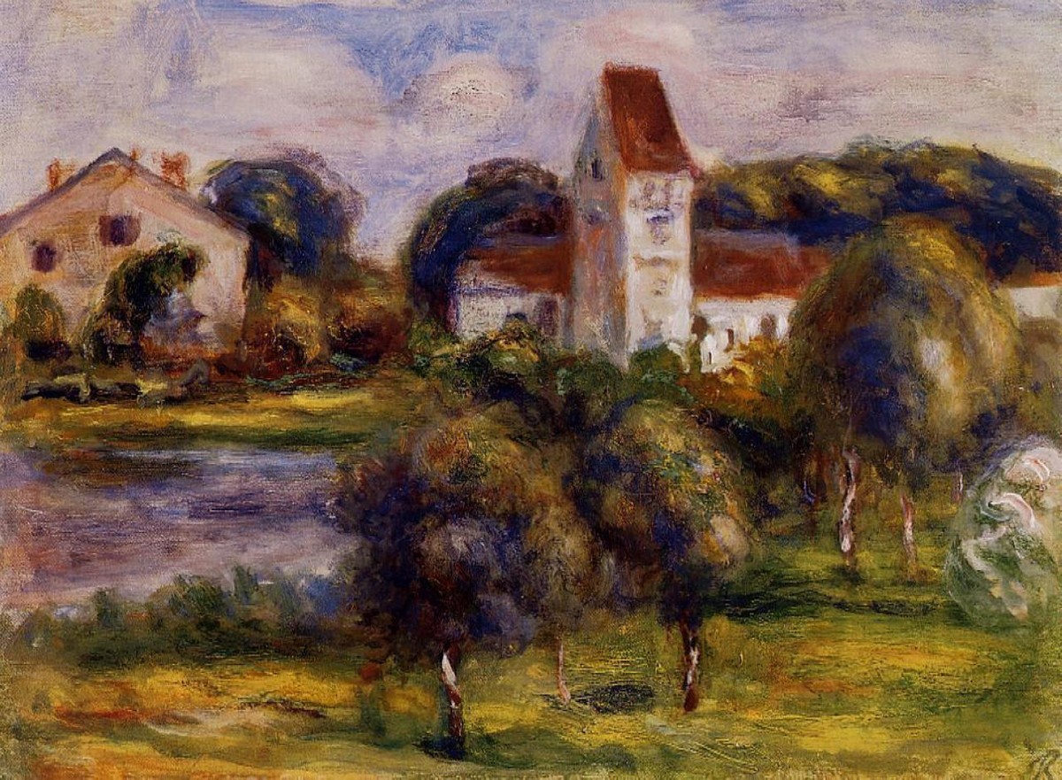 Breton Landscape Church and Orchard by Pierre-Auguste Renoir