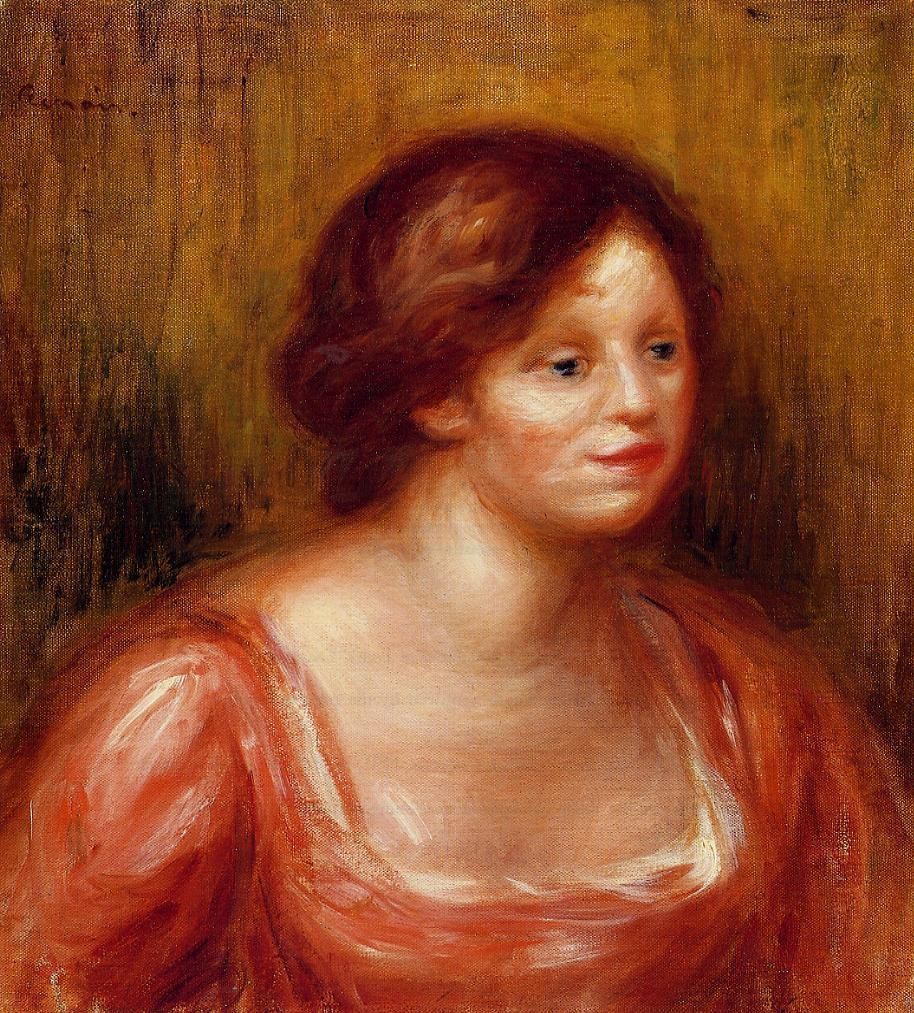 Bust of a Woman in a Red Blouse by Pierre-Auguste Renoir
