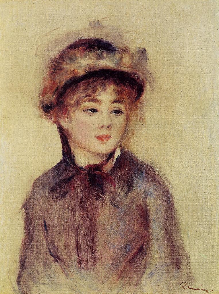 Bust of a Woman Wearing a Hat by Pierre-Auguste Renoir