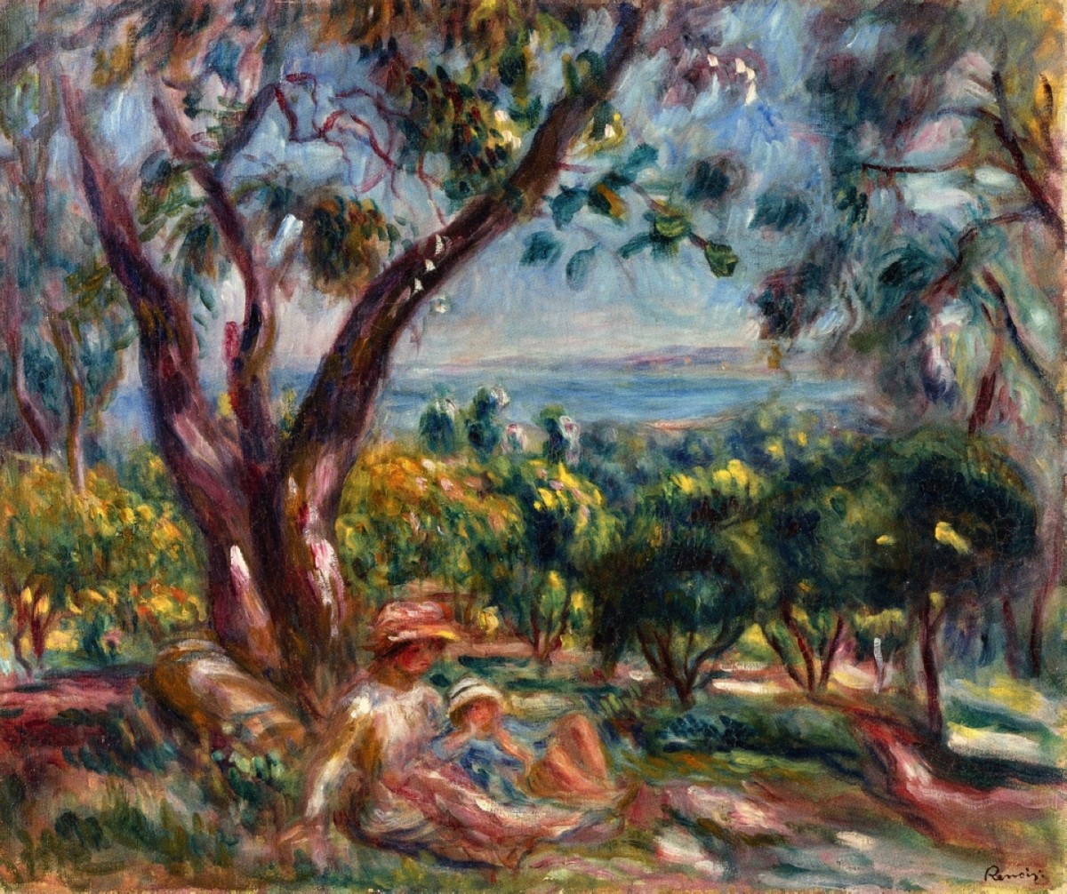 Cagnes Landscape with Woman and Child by Pierre-Auguste Renoir