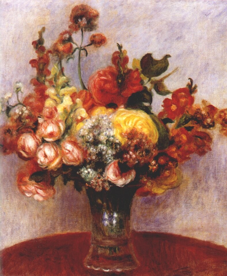 Flowers in a vase by Pierre-Auguste Renoir