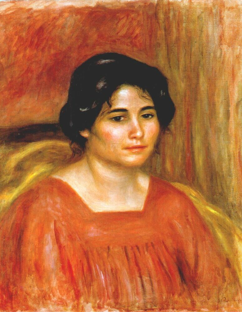Gabrielle in a red blouse by Pierre-Auguste Renoir