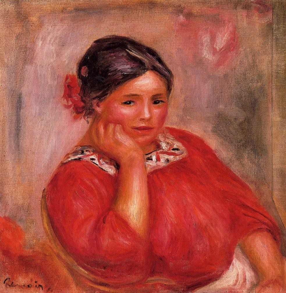 Gabrielle in a Red Blouse by Pierre-Auguste Renoir