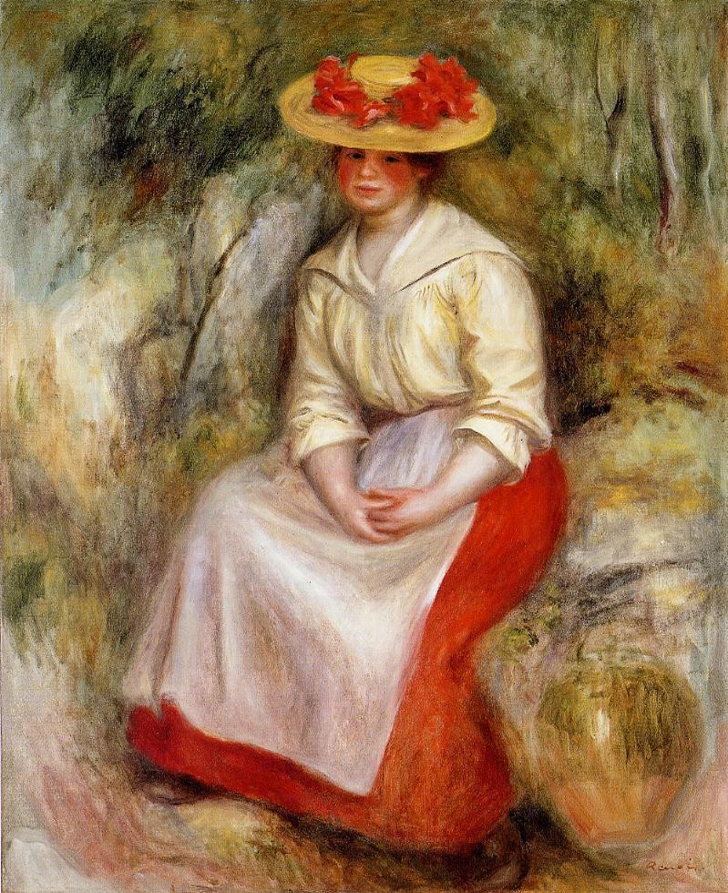 Gabrielle in a Straw Hat by Pierre-Auguste Renoir
