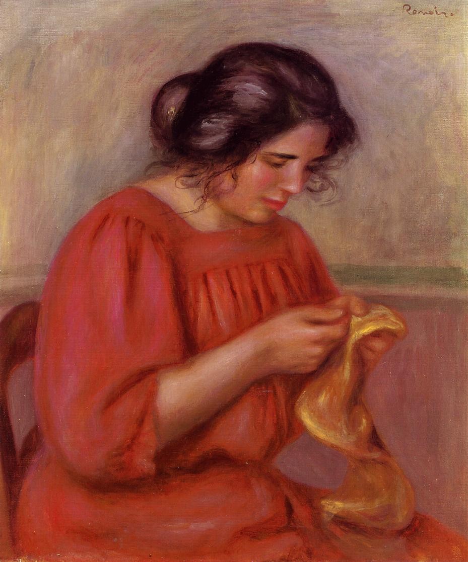 Gabrielle Mending by Pierre-Auguste Renoir