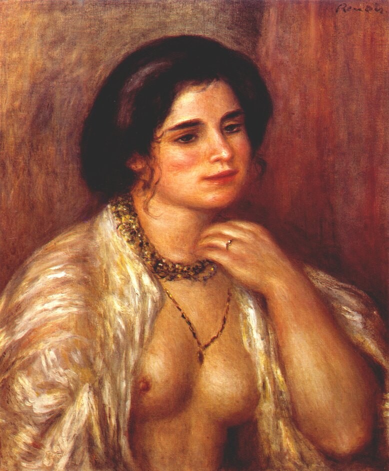 Gabrielle with bare breasts by Pierre-Auguste Renoir