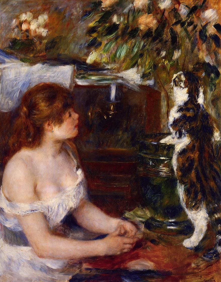 Girl and Cat by Pierre-Auguste Renoir