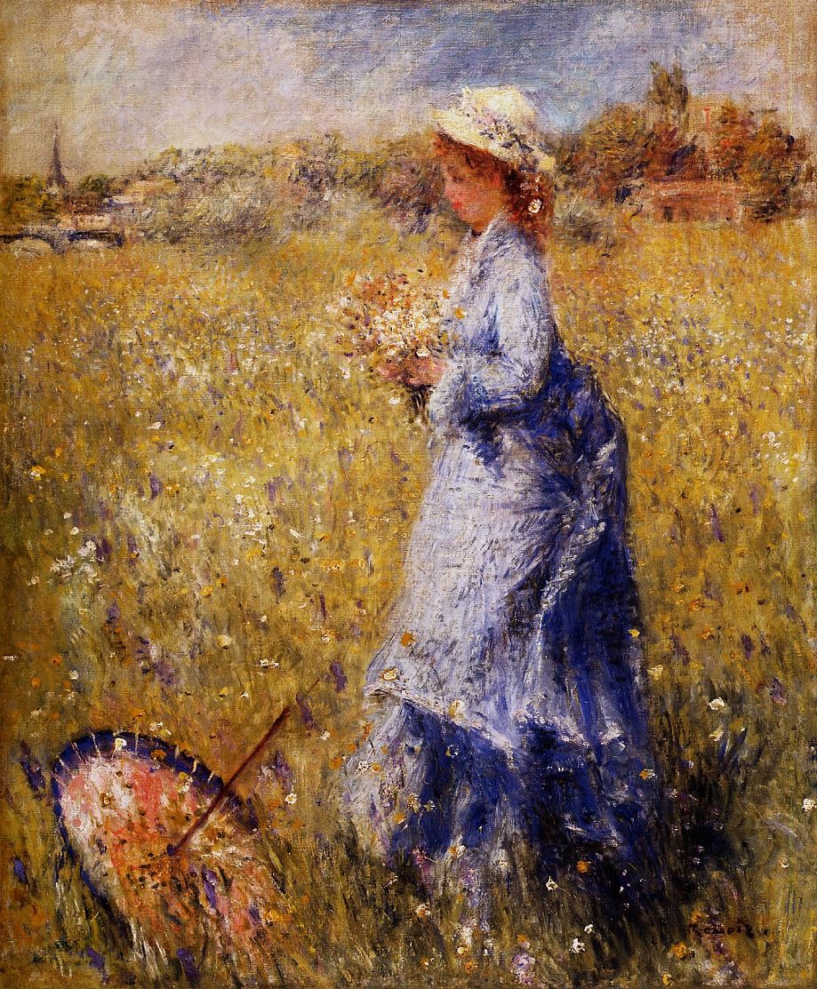Girl Gathering Flowers by Pierre-Auguste Renoir
