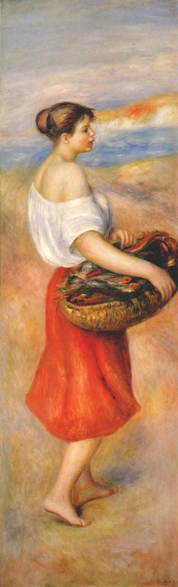 Girl with a basket of fish by Pierre-Auguste Renoir
