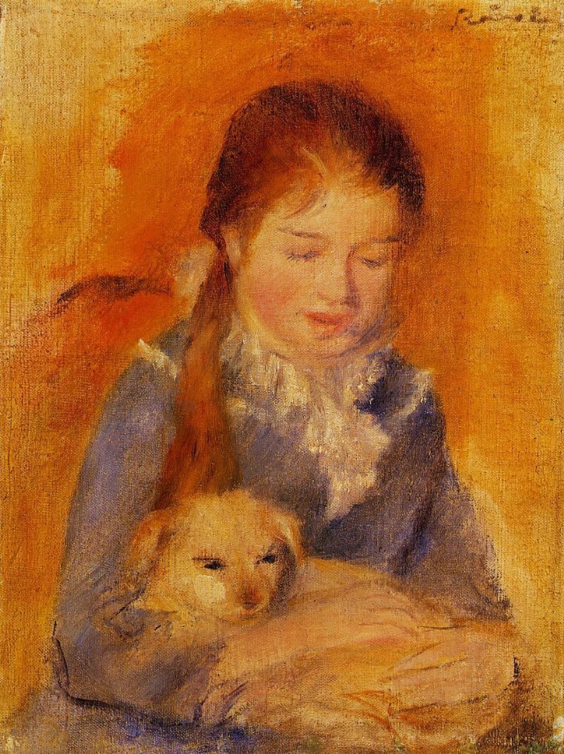 Girl with a Dog by Pierre-Auguste Renoir