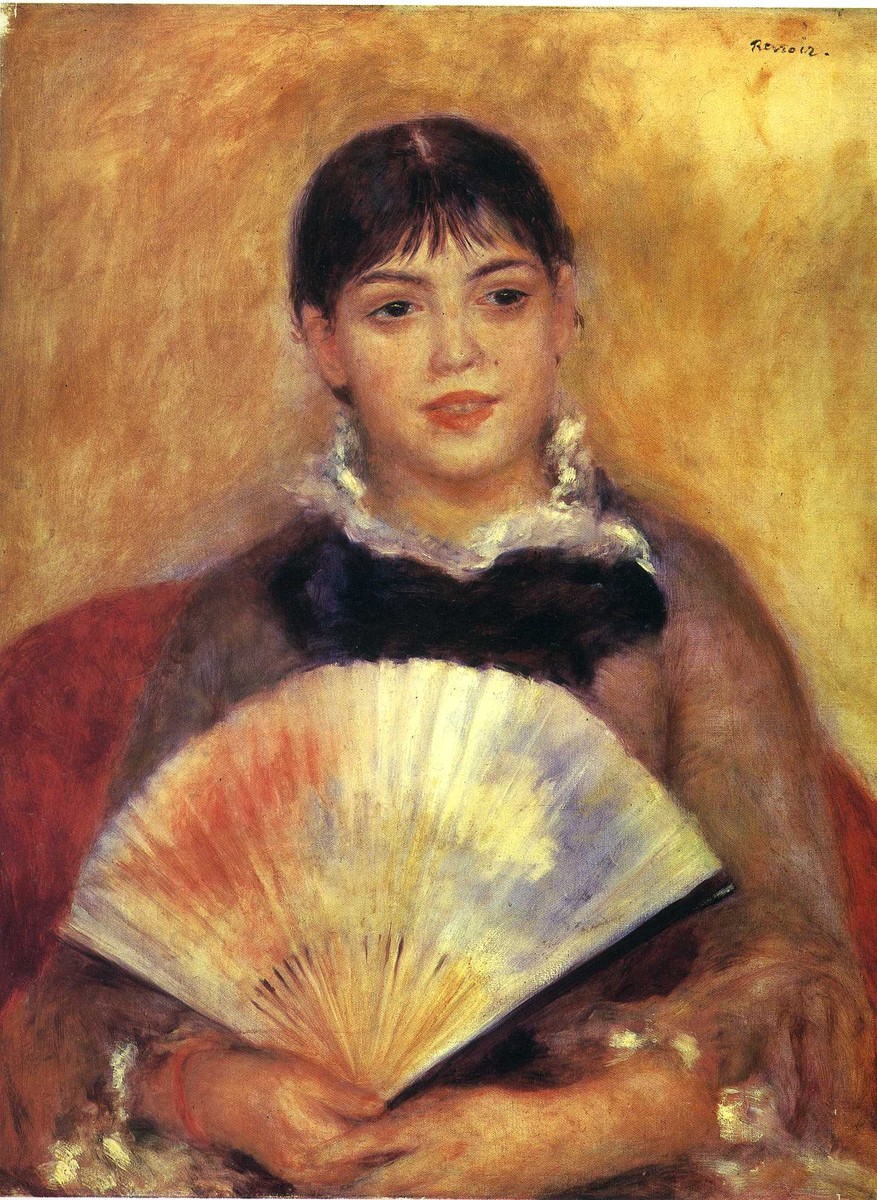 Girl with a Fan ( Alphonsine Fournaise) by Pierre-Auguste Renoir