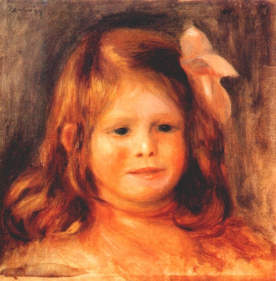 Girl with a pink ribbon by Pierre-Auguste Renoir