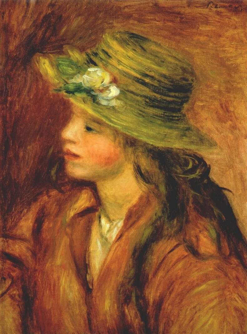 Girl with a straw hat by Pierre-Auguste Renoir