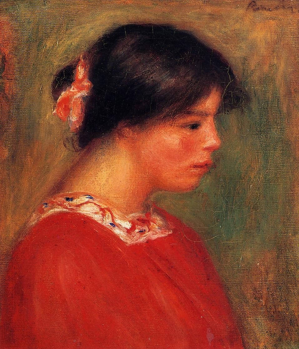 Head of a Woman in Red by Pierre-Auguste Renoir