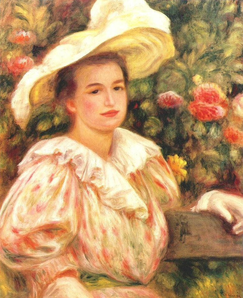 Lady with white hat by Pierre-Auguste Renoir