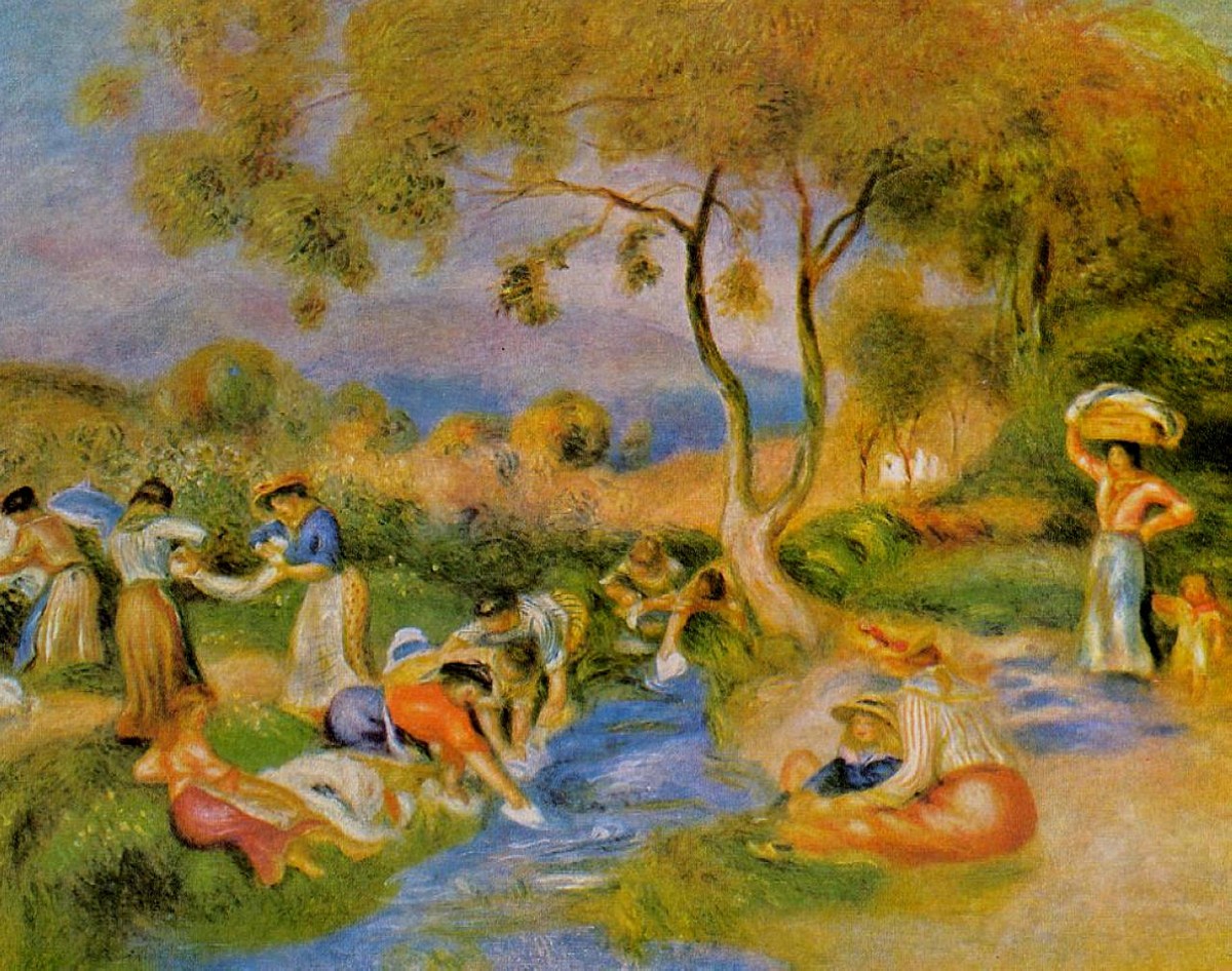 Laundresses at Cagnes by Pierre-Auguste Renoir