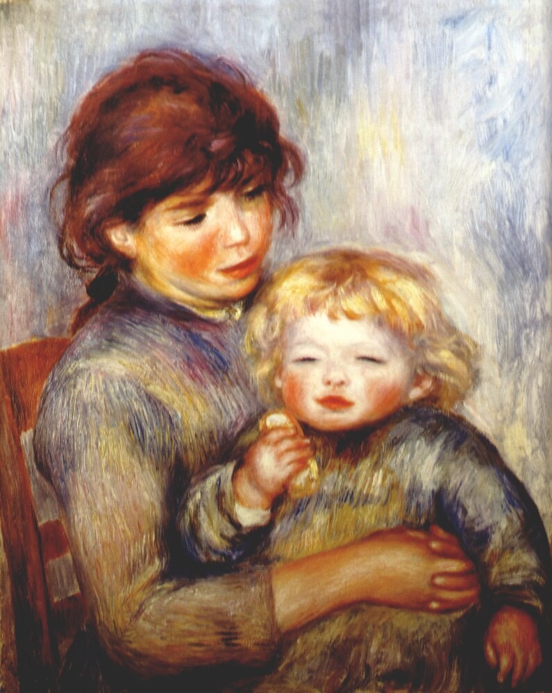 Maternity (child with a biscuit) by Pierre-Auguste Renoir