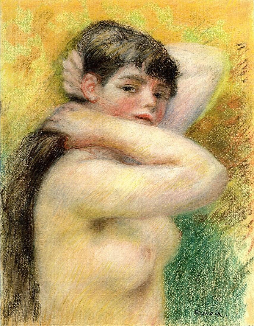 Nude Arranging Her Hair by Pierre-Auguste Renoir