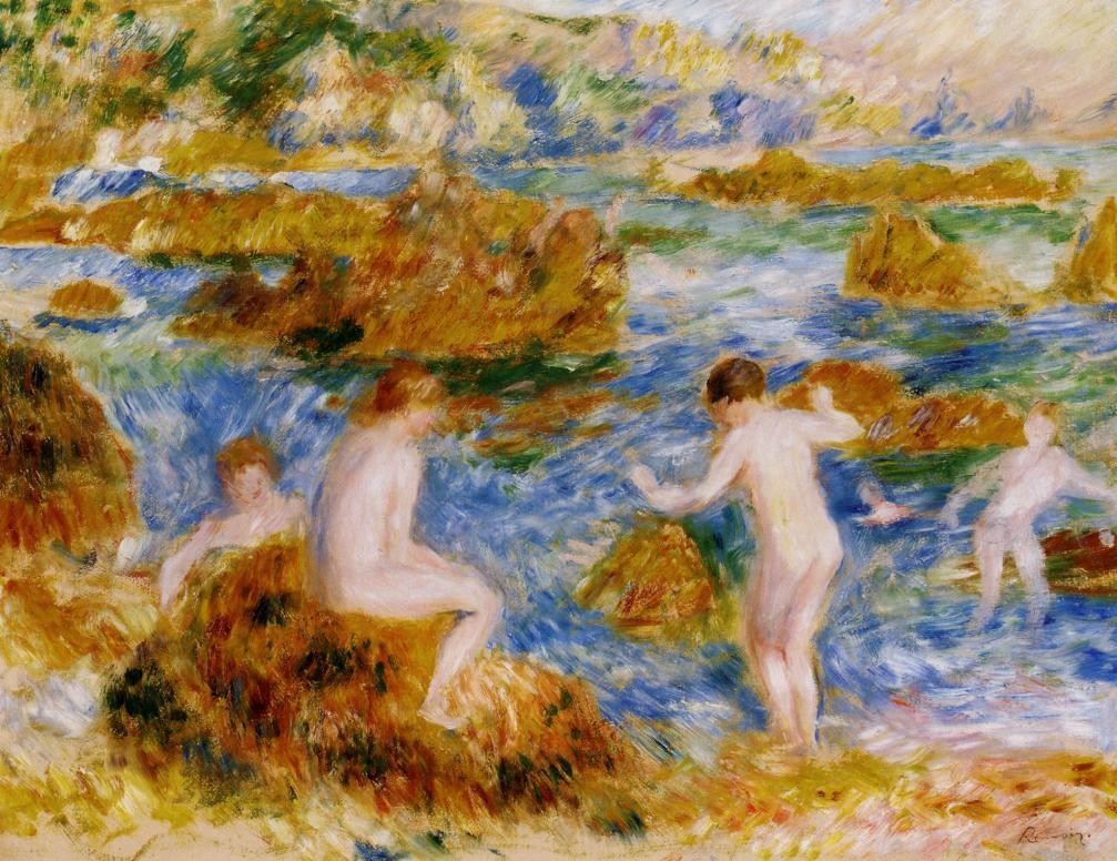 Nude Boys on the Rocks at Guernsey by Pierre-Auguste Renoir