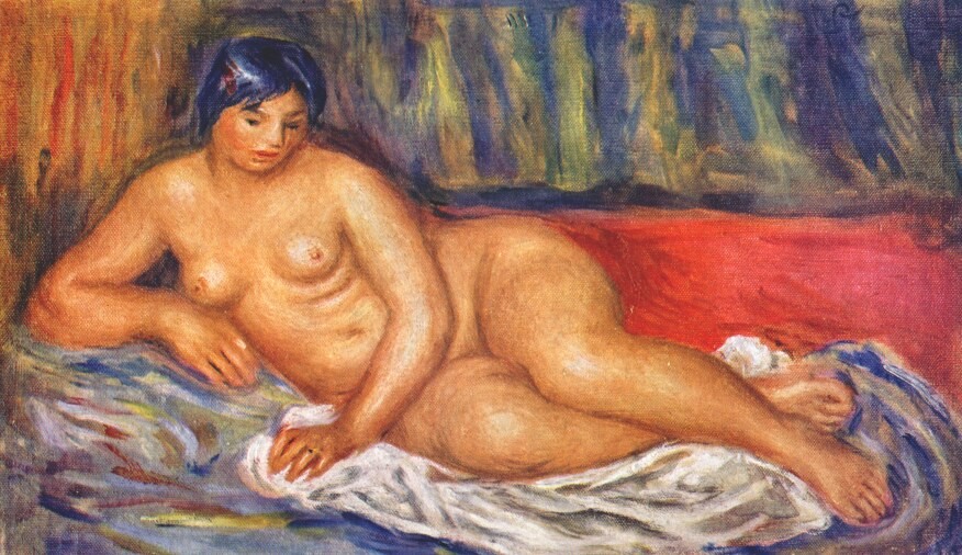 Nude girl reclining by Pierre-Auguste Renoir