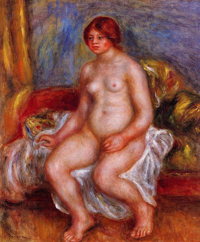 Nude Woman on Green Cushions by Pierre-Auguste Renoir