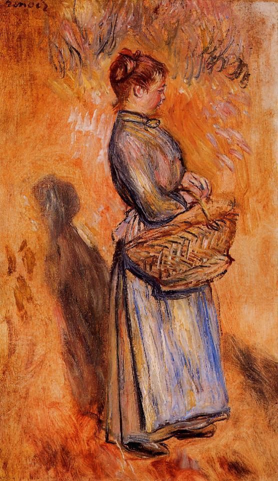 Peasant Woman Standing in a Landscape by Pierre-Auguste Renoir