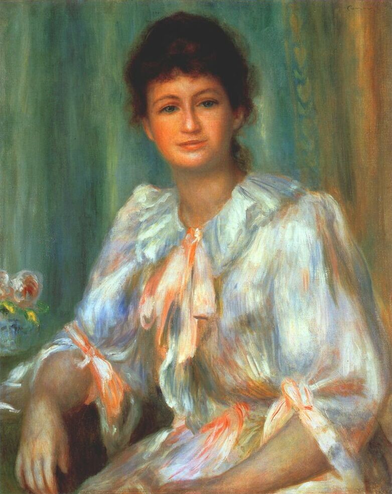 Portrait of a young woman in white by Pierre-Auguste Renoir