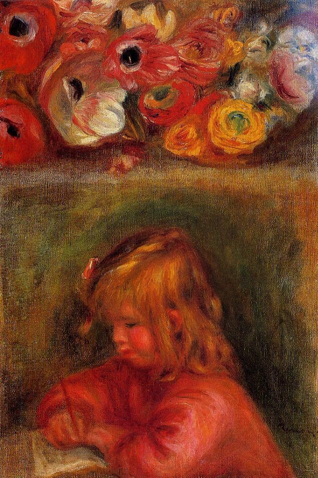 Portrait of Coco and Flowers by Pierre-Auguste Renoir