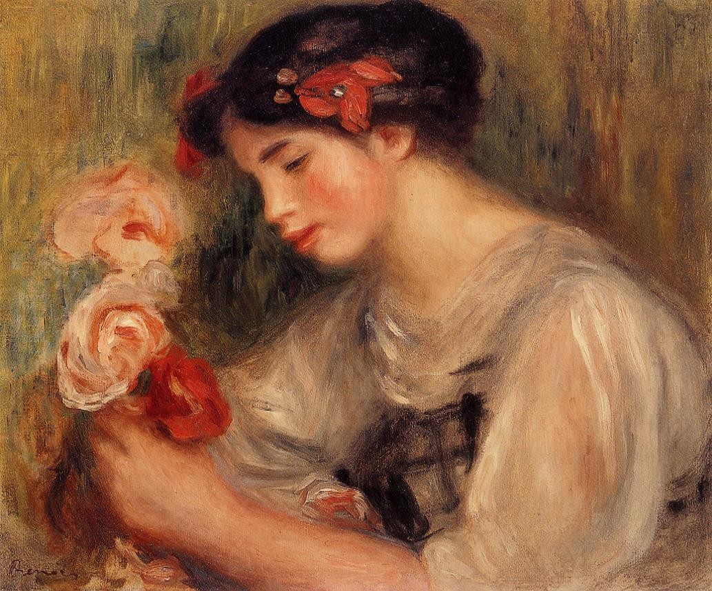 Portrait of Gabrielle (Young Girl with Flowers) by Pierre-Auguste Renoir