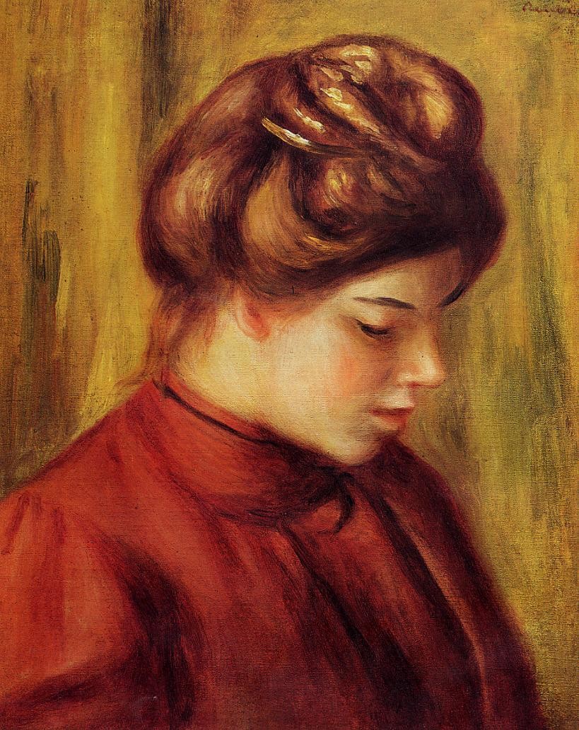 Profile of a Woman in a Red Blouse by Pierre-Auguste Renoir