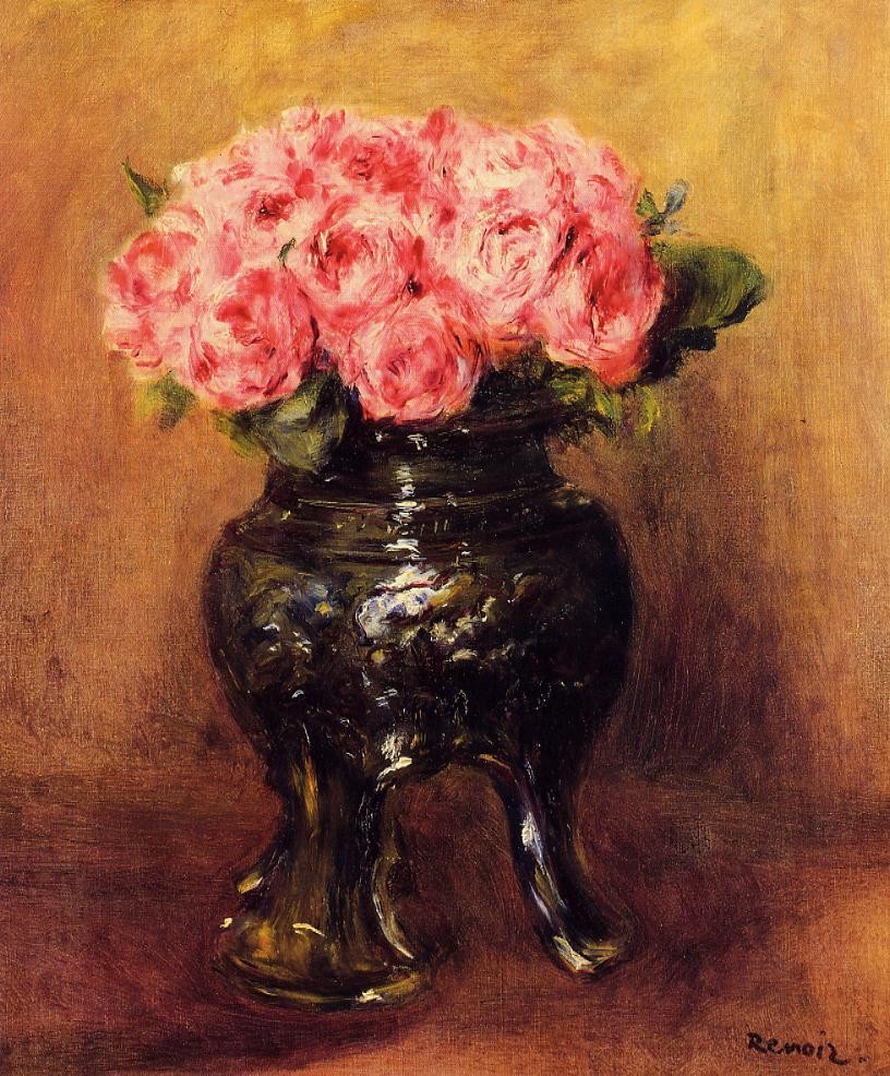 Roses in a China Vase by Pierre-Auguste Renoir