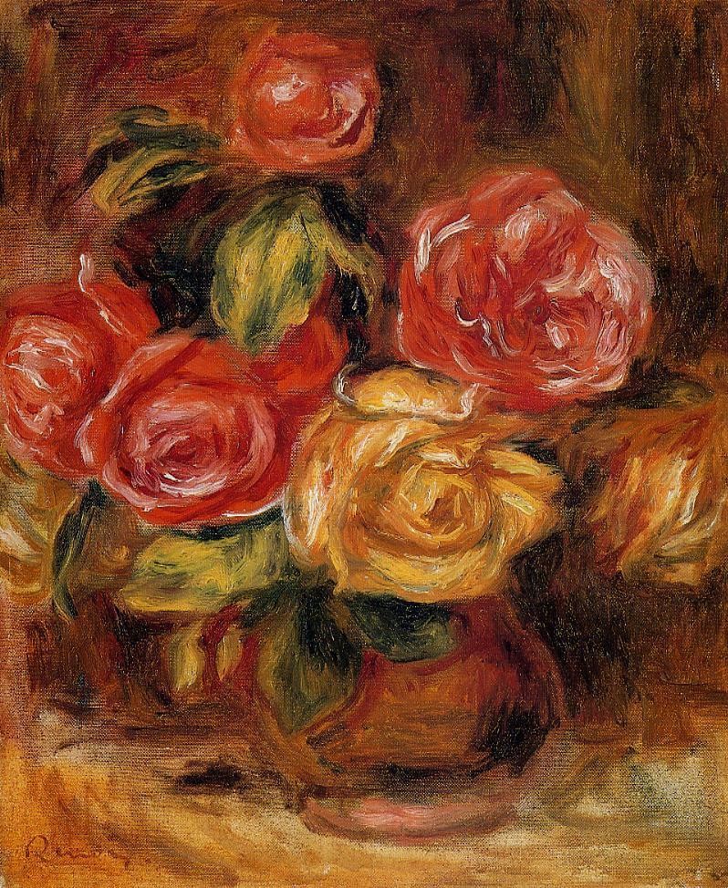 Roses in a Vase by Pierre-Auguste Renoir