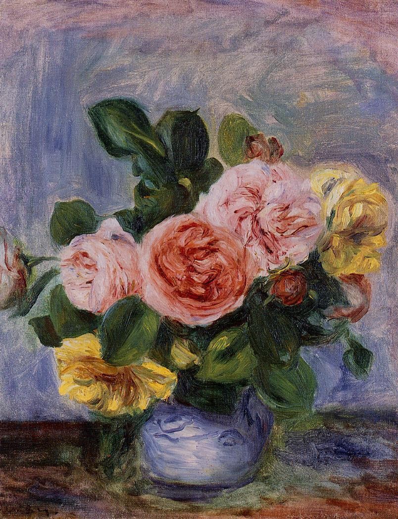 Roses in a Vase by Pierre-Auguste Renoir
