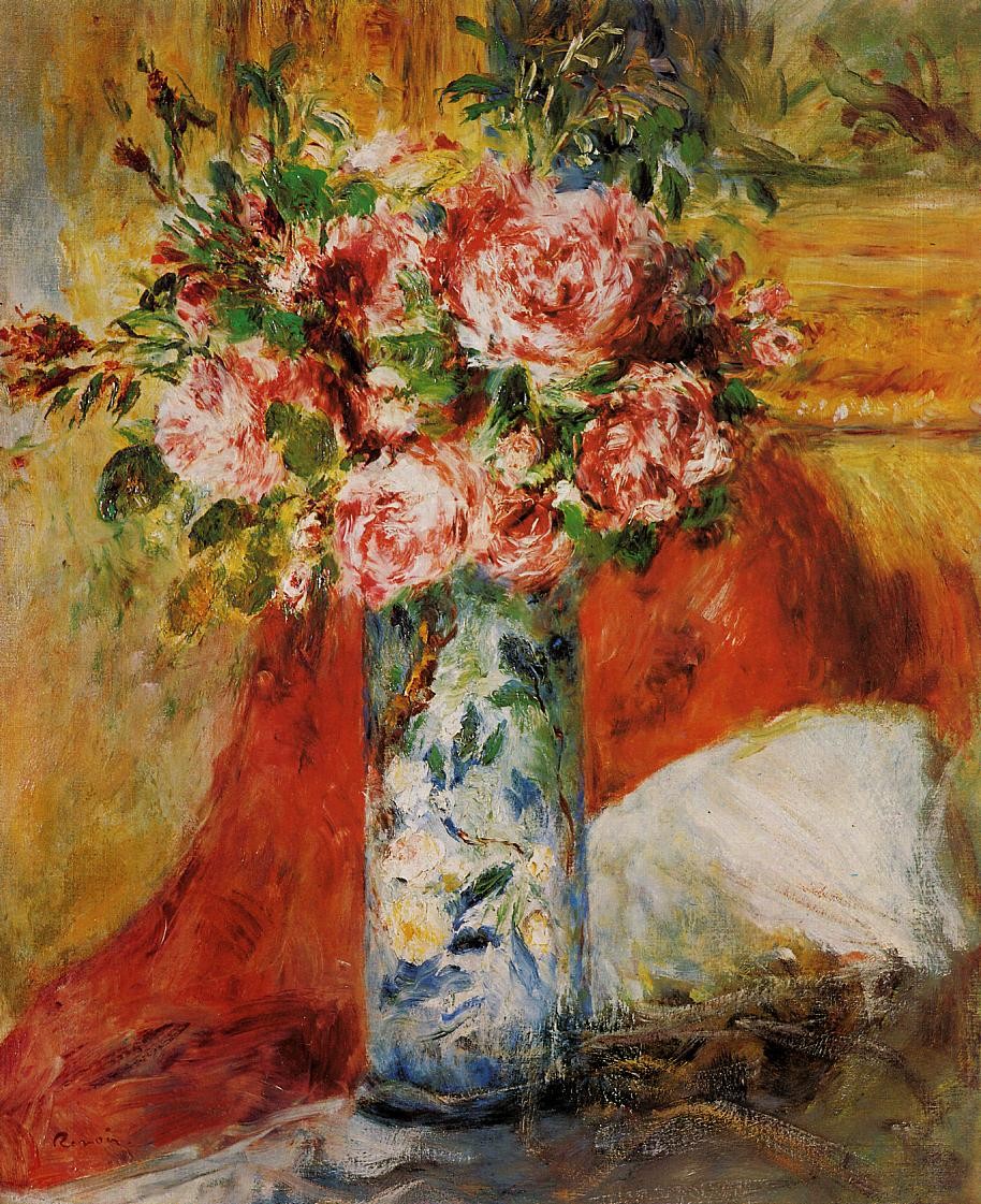 Roses in a Vase by Pierre-Auguste Renoir