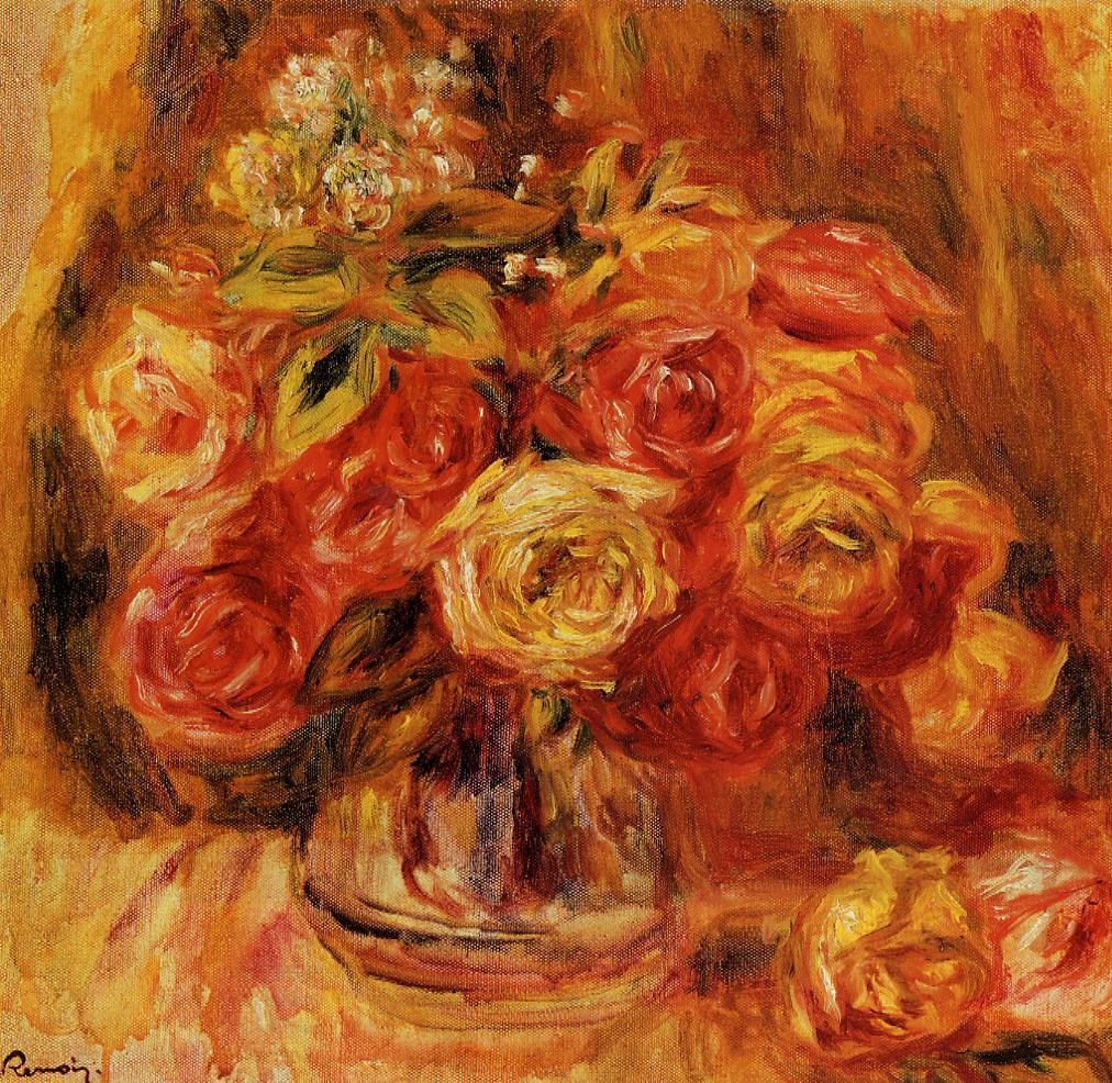 Roses in a Vase by Pierre-Auguste Renoir