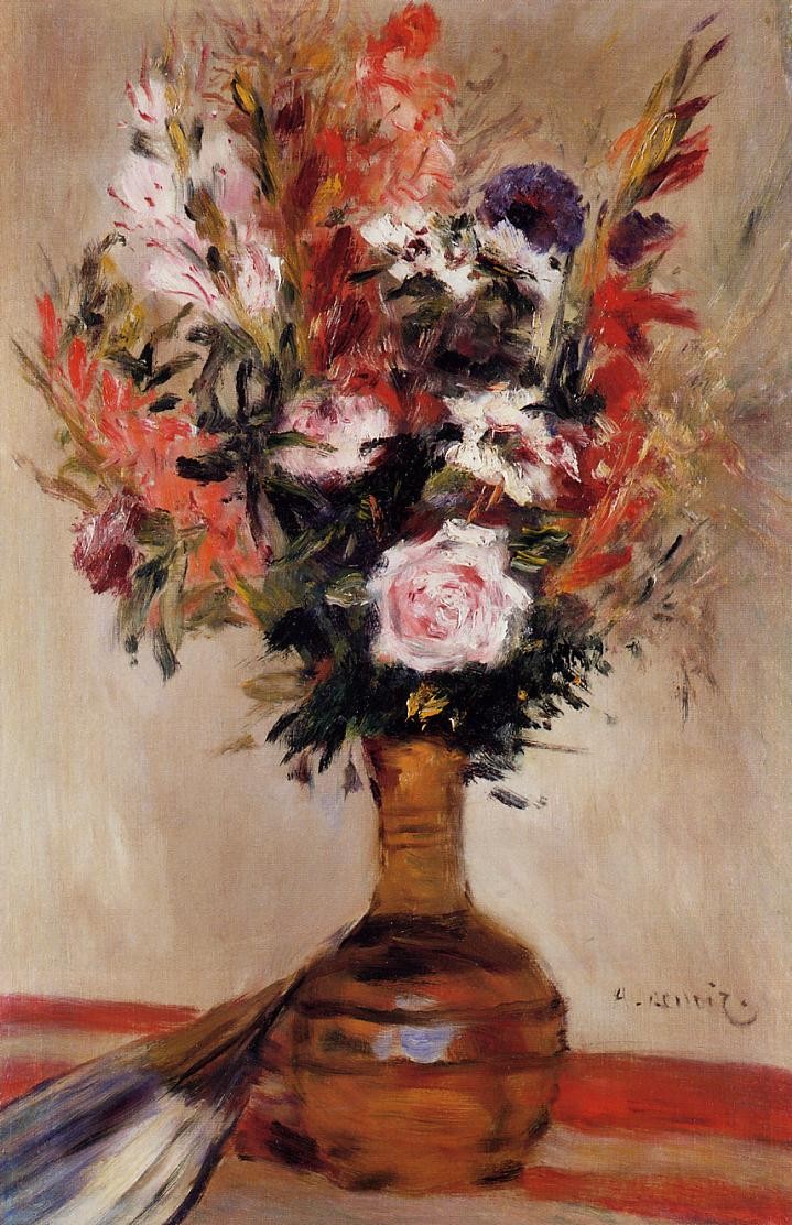 Roses in a Vase by Pierre-Auguste Renoir
