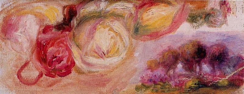 Roses with a Landscape by Pierre-Auguste Renoir
