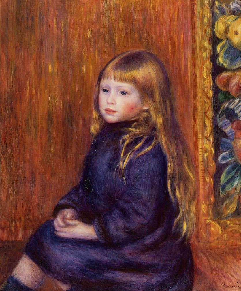 Seated Child in a Blue Dress by Pierre-Auguste Renoir