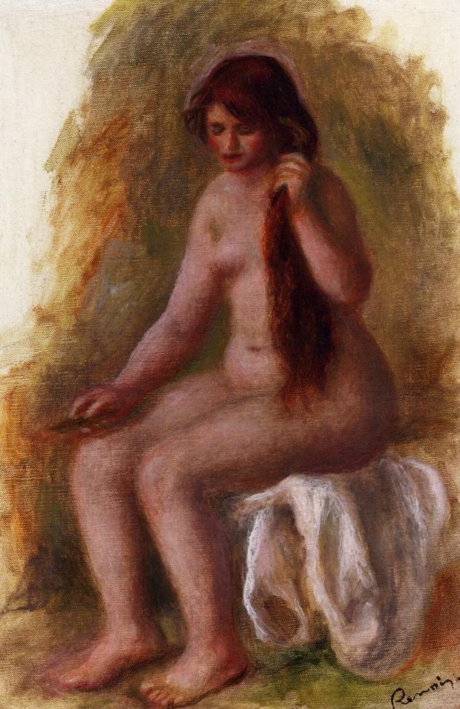Seated Nude Combing Her Hair by Pierre-Auguste Renoir