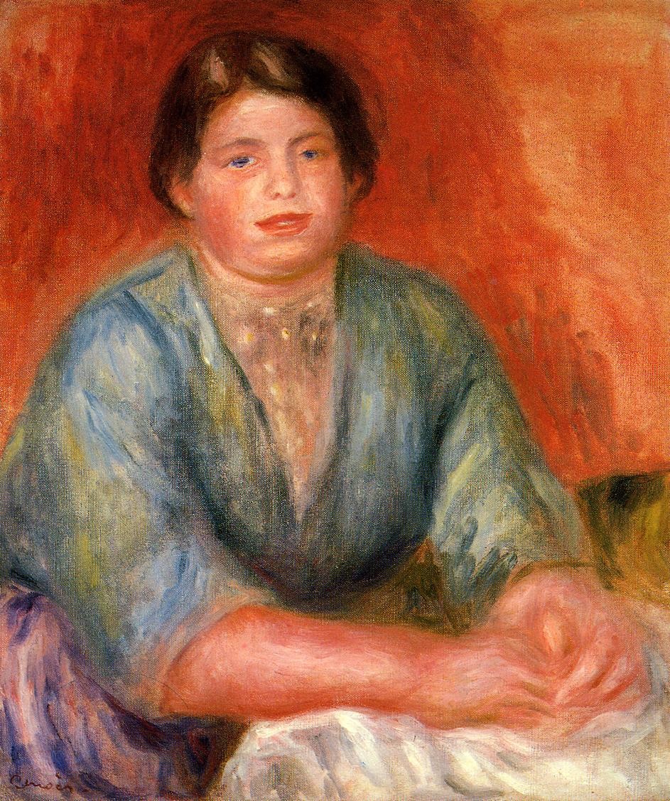 Seated Woman in a Blue Dress by Pierre-Auguste Renoir