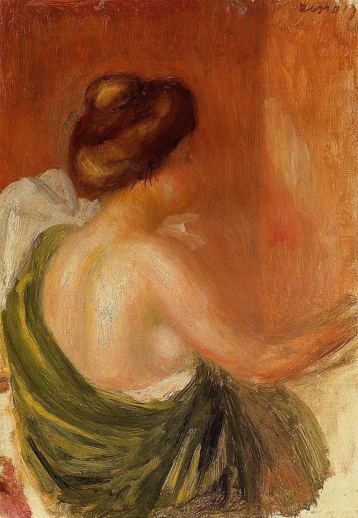 Seated Woman in a Green Robe by Pierre-Auguste Renoir
