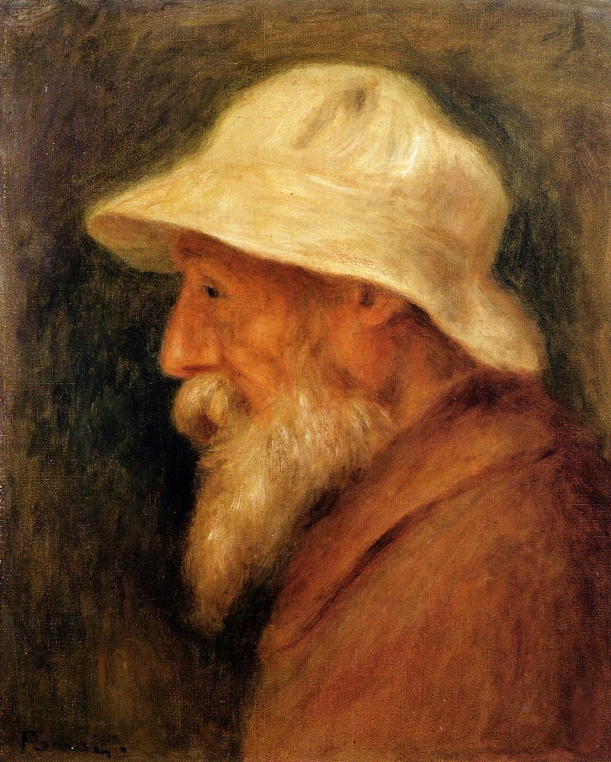 Self-Portrait with a White Hat by Pierre-Auguste Renoir