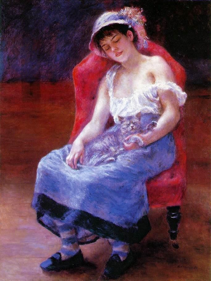 Sleeping Girl (Girl with a Cat) by Pierre-Auguste Renoir