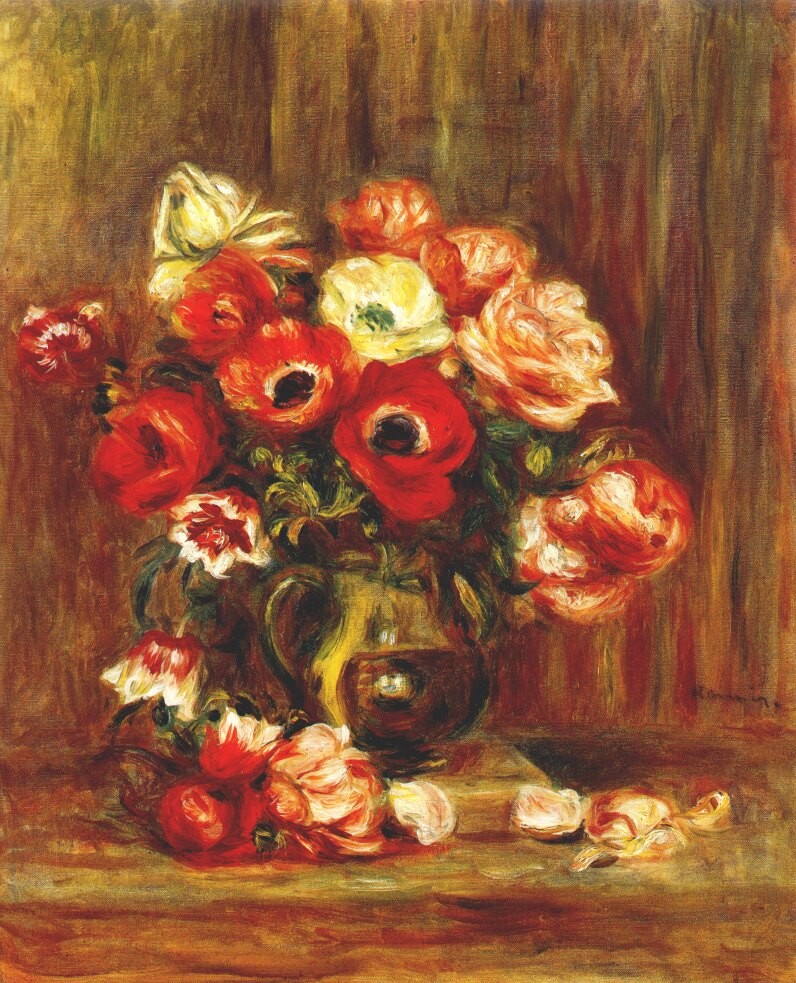 Still life with anemones by Pierre-Auguste Renoir