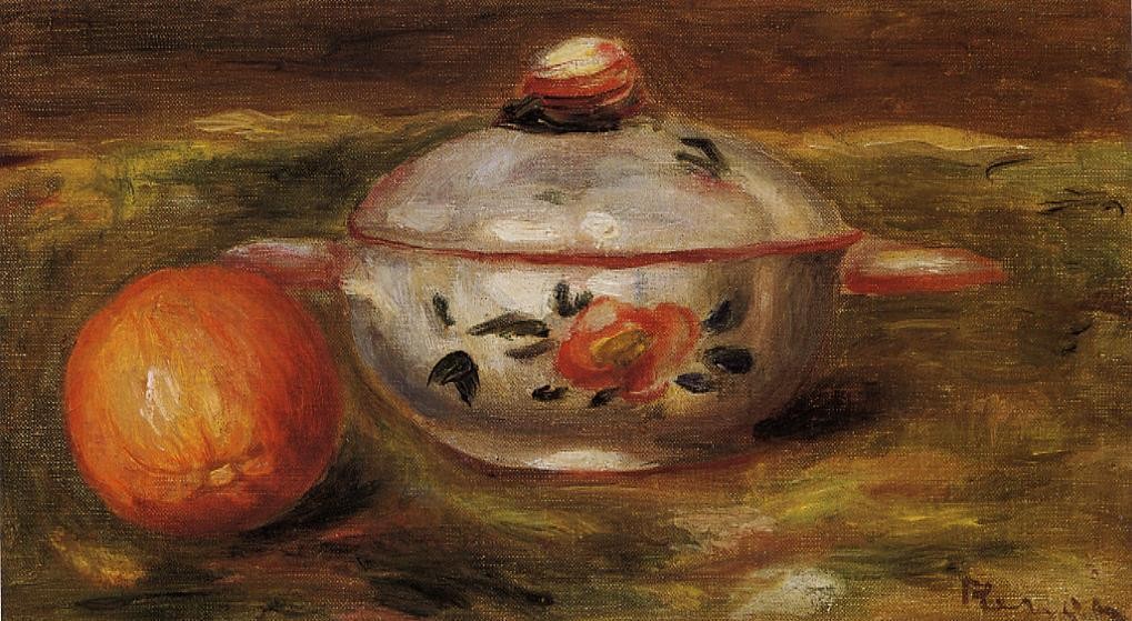 Still Life with Orange and Sugar Bowl by Pierre-Auguste Renoir