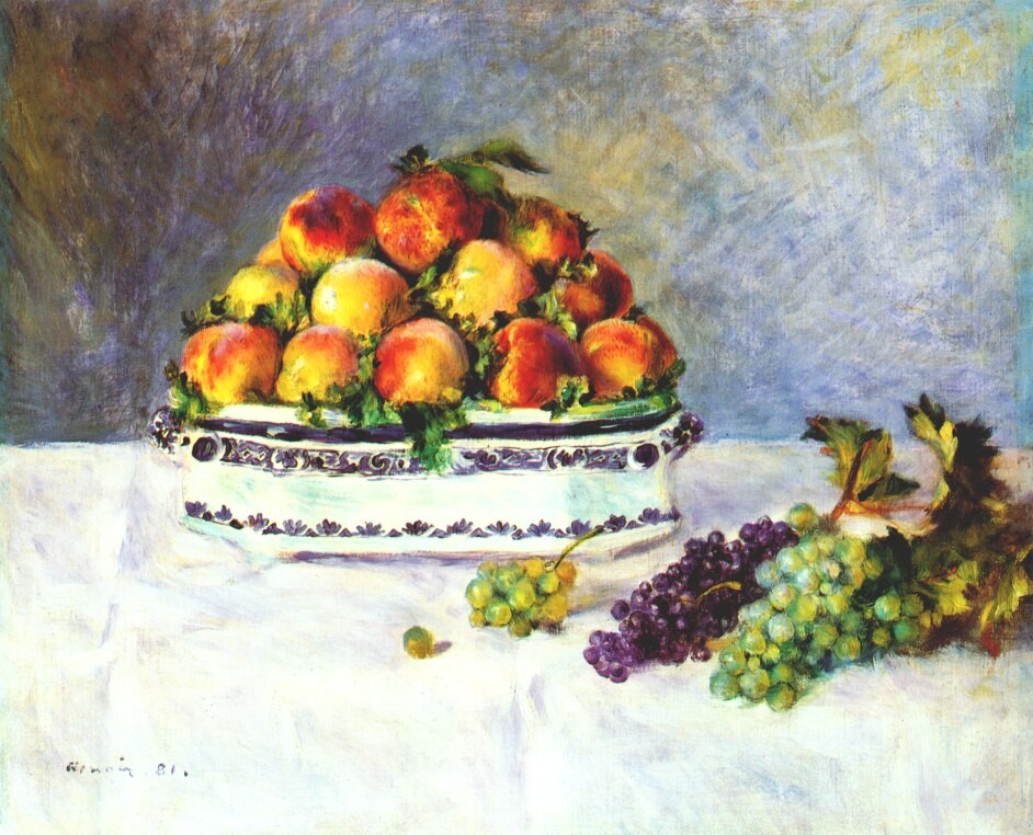 Still life with peaches and grapes by Pierre-Auguste Renoir
